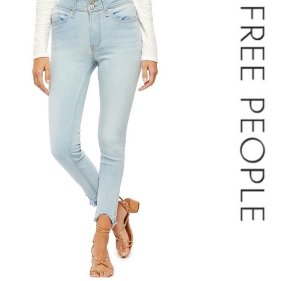 NWT Free People high rise skinny jeans- size 30-raw hem - Picture 3 of 7
